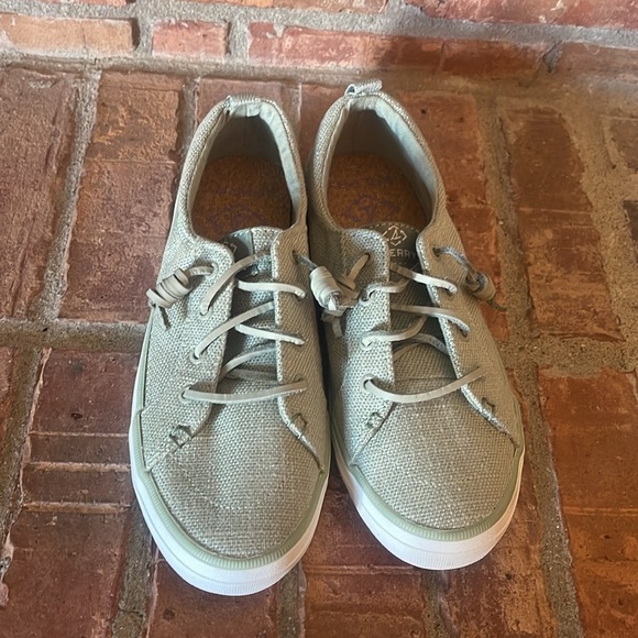 LIKE NEW Sperry Crest Vibe Linen Sneakers in Baja Green - Picture 5 of 8